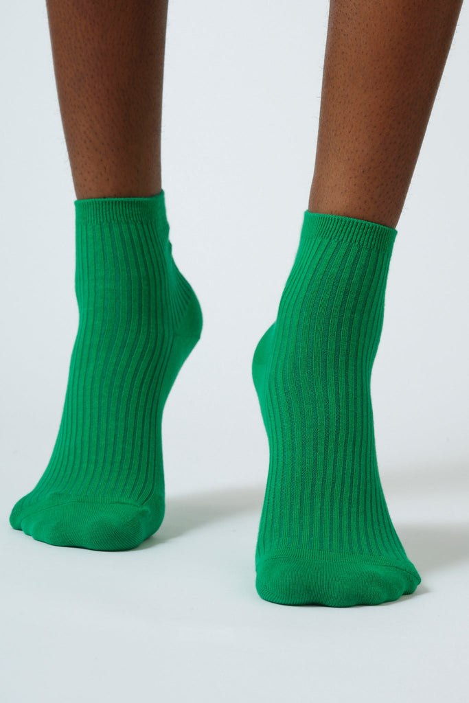Green short cotton blend socks_2