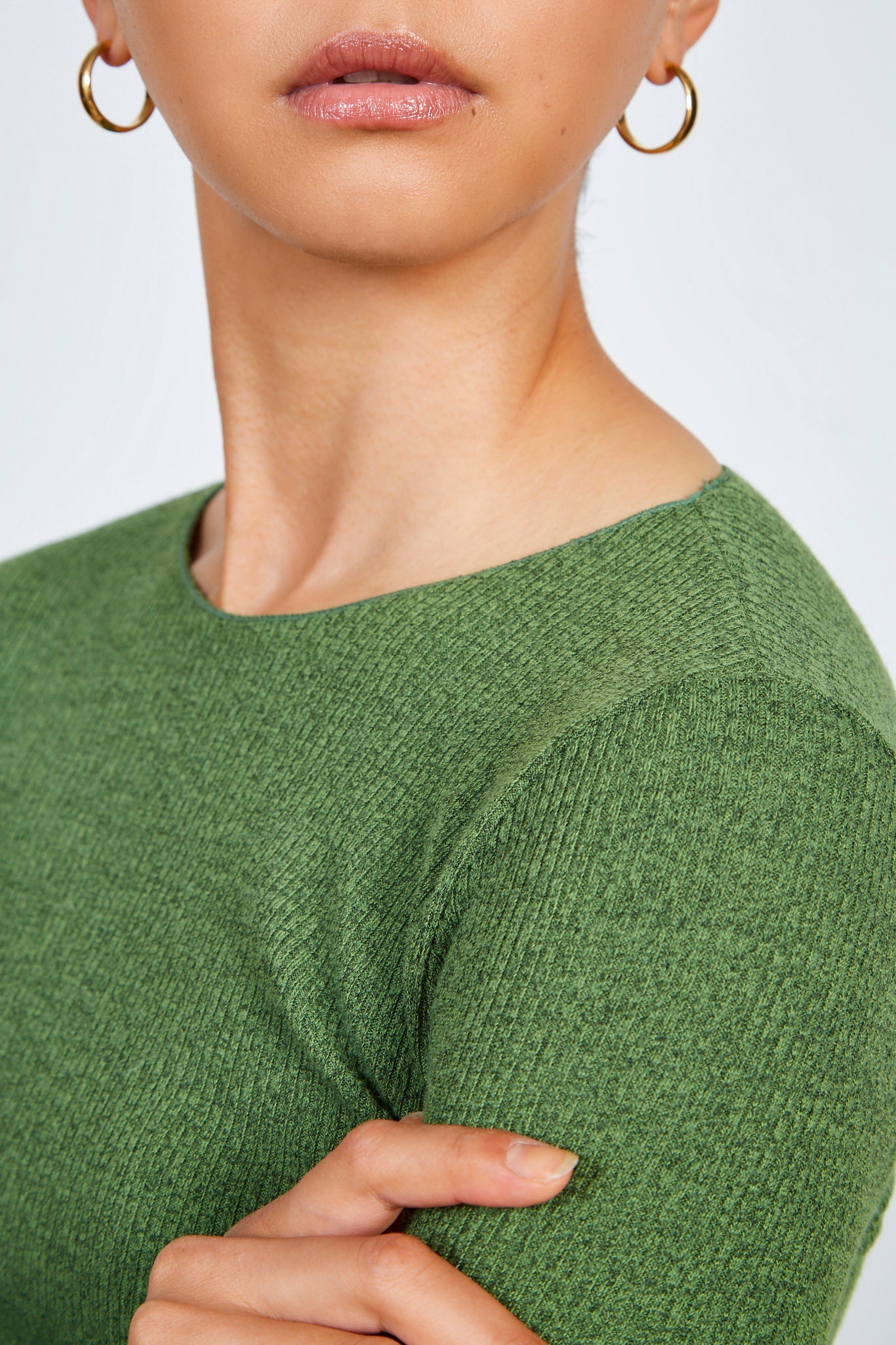 Green smooth trim ribbed top_5