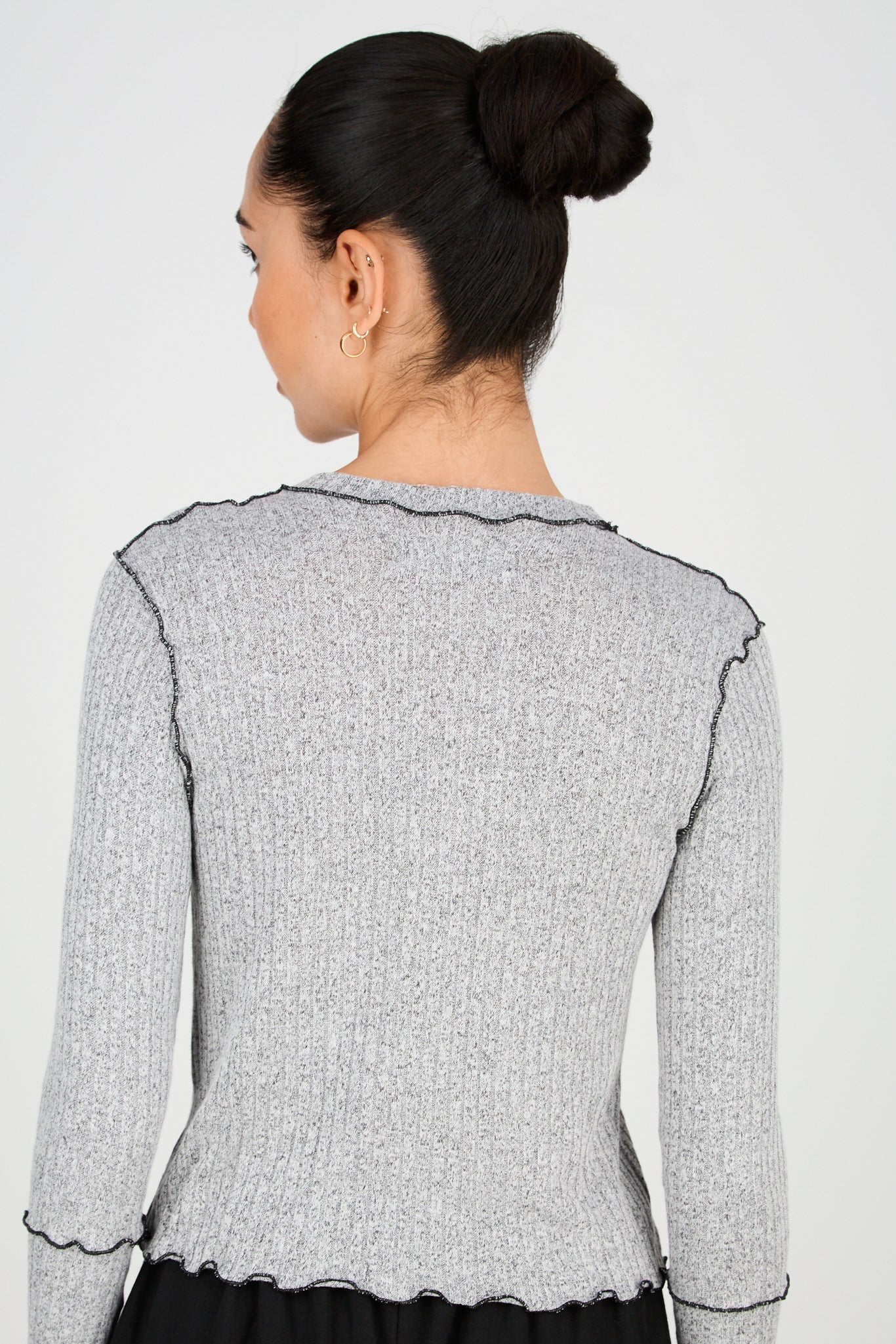 Grey and black horizontal trim long sleeved top_3