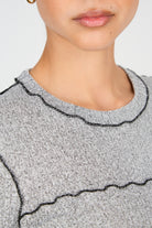 Grey and black horizontal trim long sleeved top_4