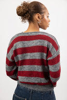 Grey and burgundy block striped double layered jumper_2