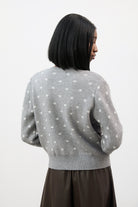 Grey and ivory polka dot round neck cardigan_2