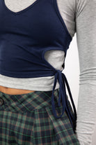 Grey and navy halter double layer top_3