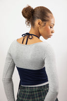 Grey and navy halter double layer top_2