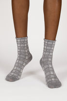 Grey and white checked smiley face socks_2