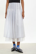 Grey chiffon overlay pleated skirt_1