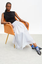 Grey chiffon overlay pleated skirt_5