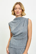 Grey draped ribbed tank_1