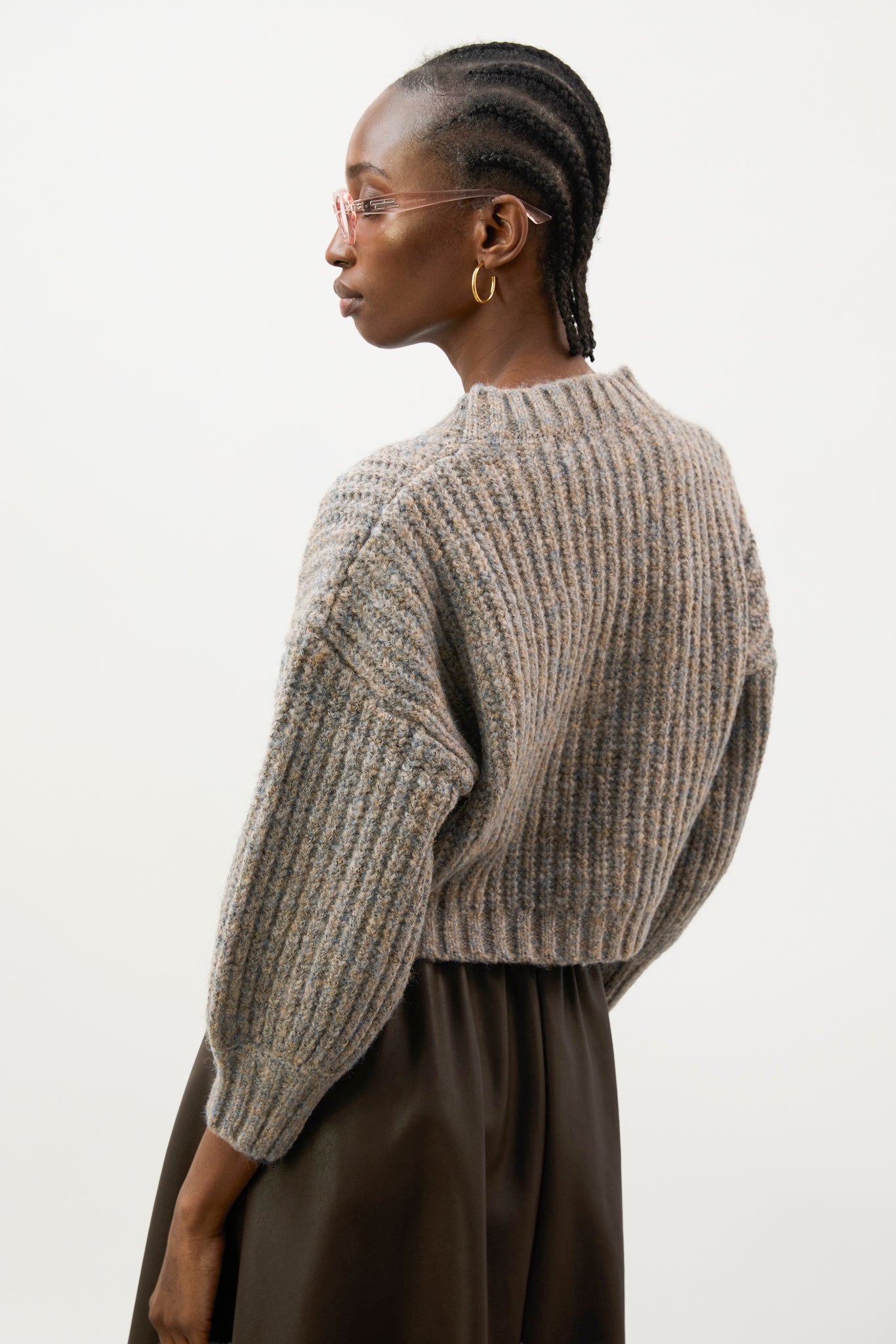 Grey flecked chunky knit cropped jumper_7