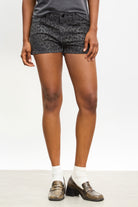 Grey leopard print mini shorts_1