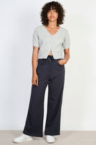 Grey linen blend short sleeved cardigan_4