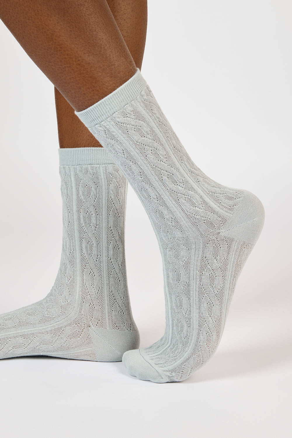 Grey mesh cableknit socks_1