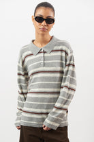 Grey oatmeal and brown multi striped rugby jumper_1