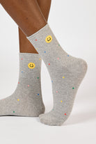 Grey rainbow confetti smiley face socks_1