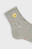 Grey rainbow confetti smiley face socks_4