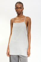 Grey semi sheer long thin strap tank_1
