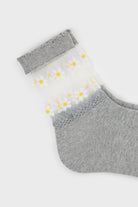 Grey sheer daisies ankle block socks_2