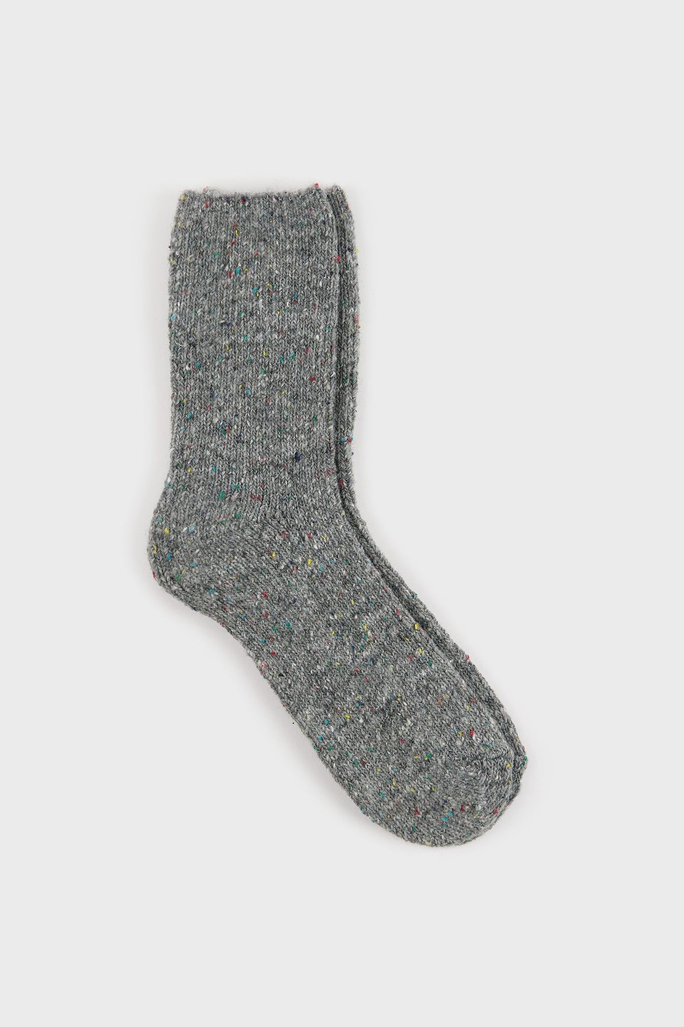 Grey smooth rainbow fleck wool blend socks_1