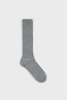 Grey thin ribbed long cashmere blend socks_1