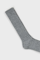 Grey thin ribbed long cashmere blend socks_2