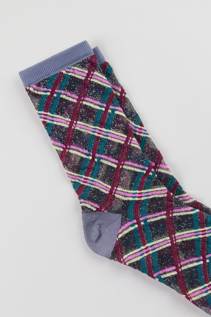 Grey criss cross multicolour sheer socks_2
