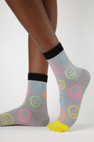 Grey neon smiley face socks_1