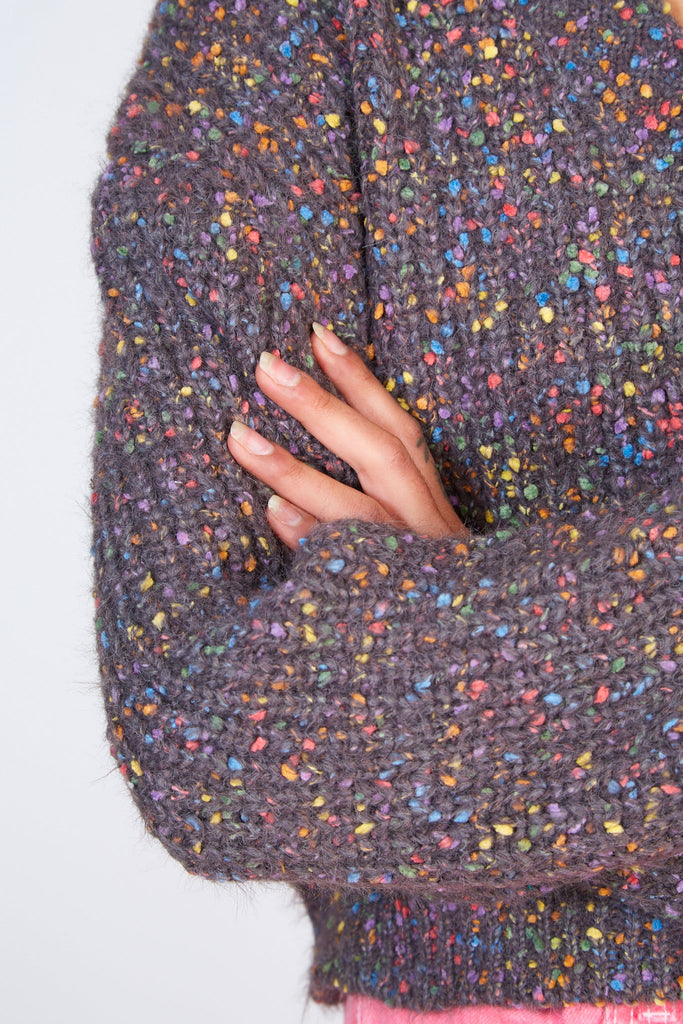 Grey rainbow fleck knit cardigan_4