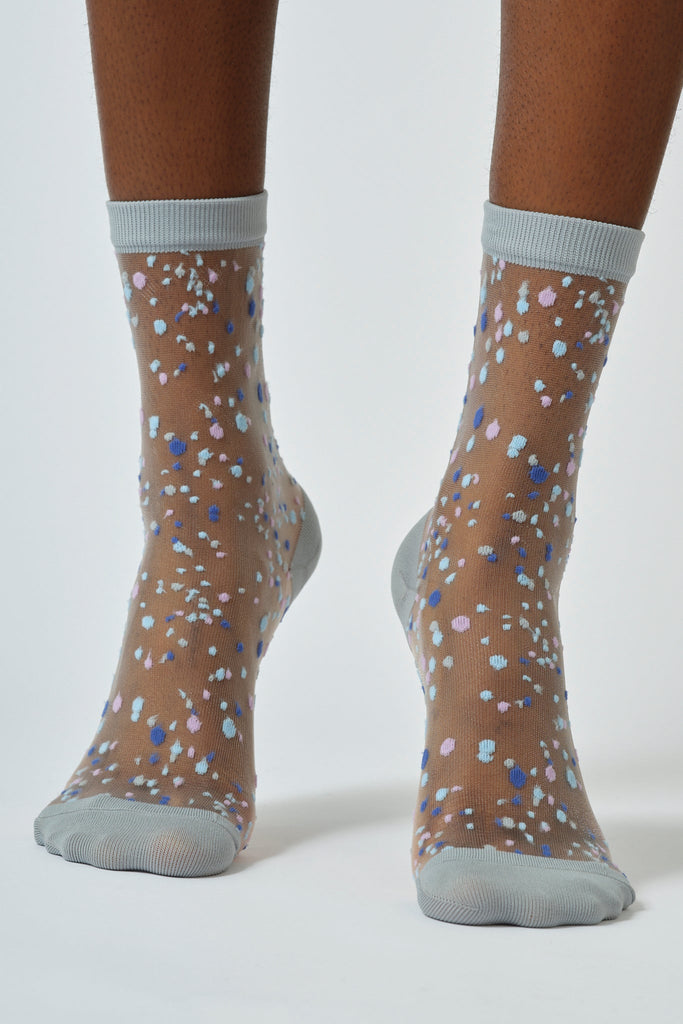 Grey sheer multicolour dot socks_2