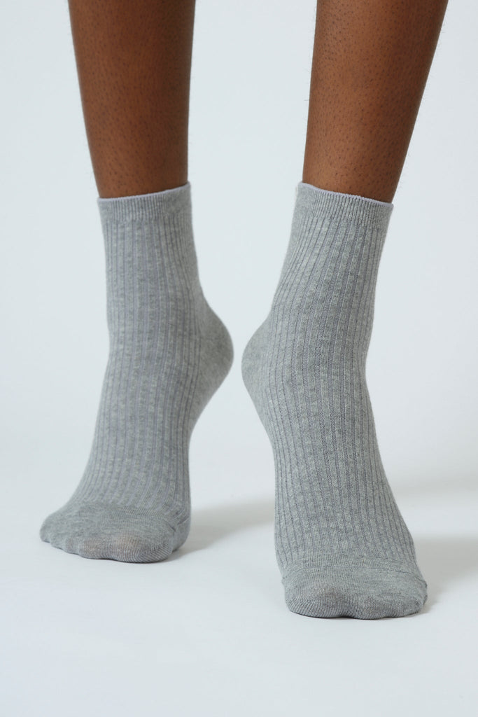 Grey short cotton blend socks_2