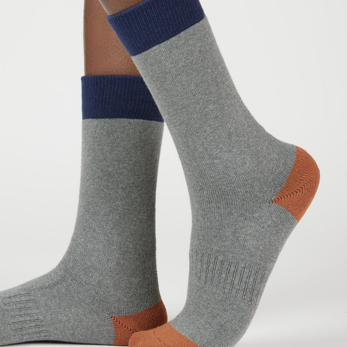 Grey smooth tricolour block socks | Glassworks London