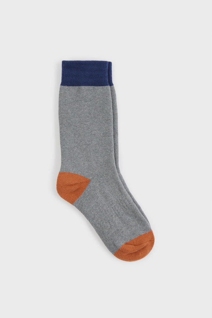 Grey smooth tricolour block socks_2