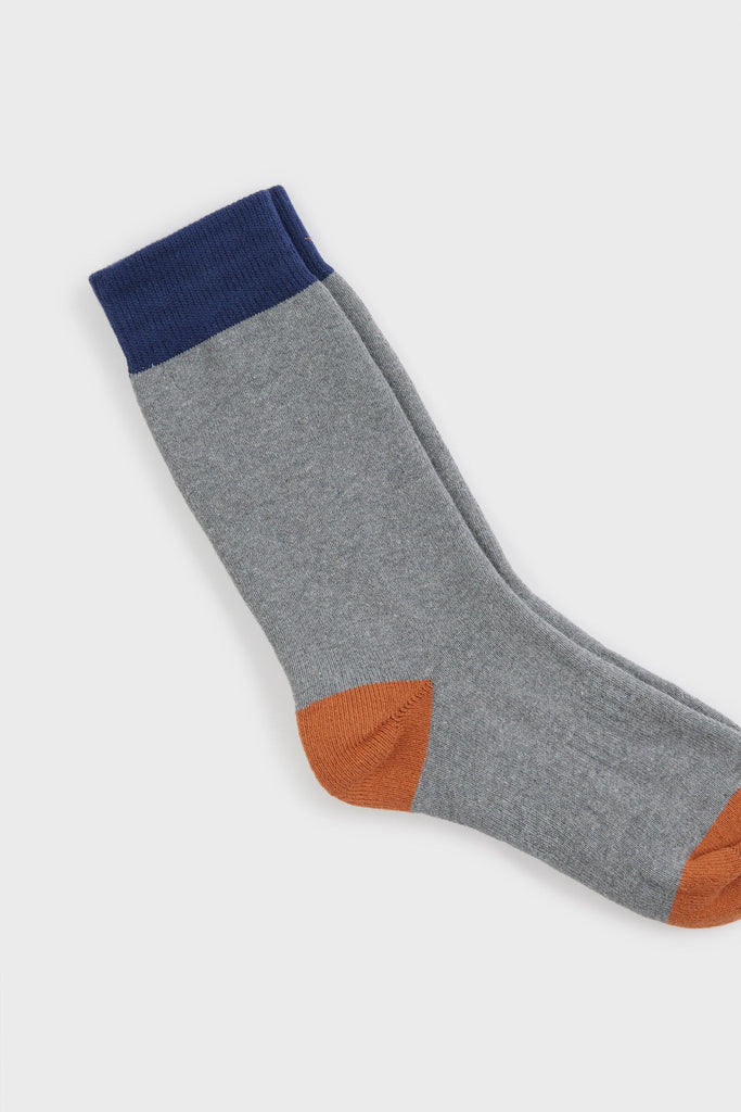Grey smooth tricolour block socks_3