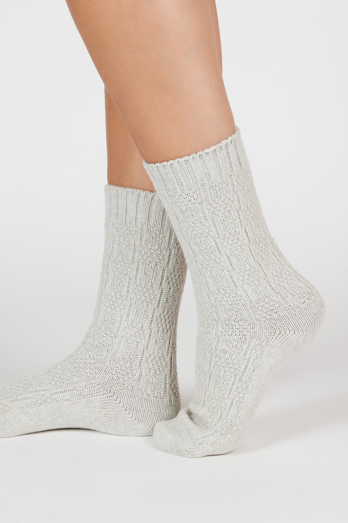 Grey textured cotton blend socks_1