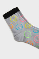 Grey neon smiley face socks_3