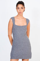 Grey wool blend knit mini dress_3