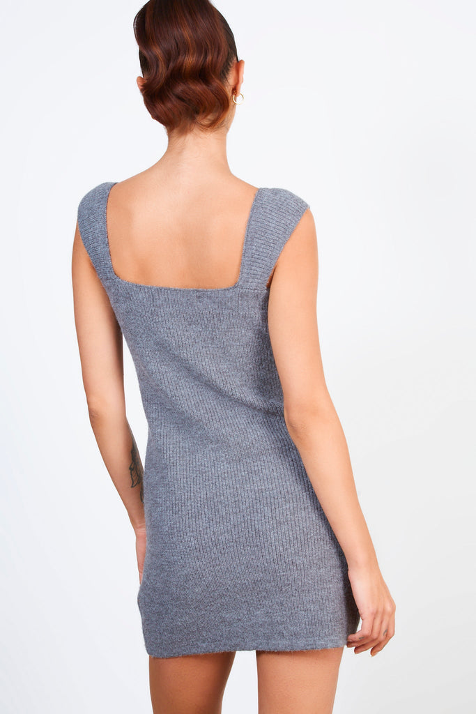 Grey wool blend knit mini dress_2