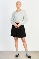 Heather grey wool blend cross front jumper_4