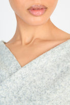 Heather grey wool blend cross front jumper_3