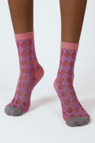 Hot pink sheer diamond socks_2