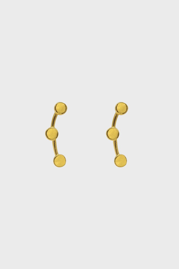 Gold connecting disk stud earrings_1