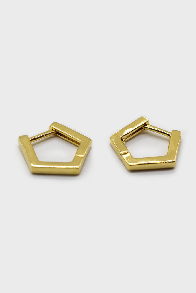 Gold small hexagon hoop earrings_1
