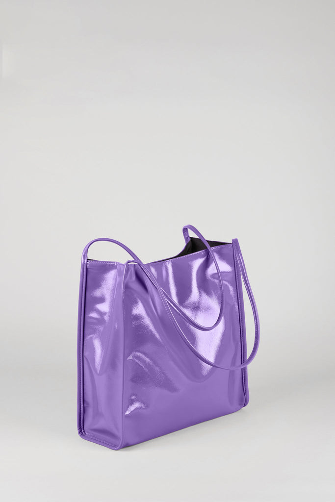 Lilac high shine PVC tote bag_1