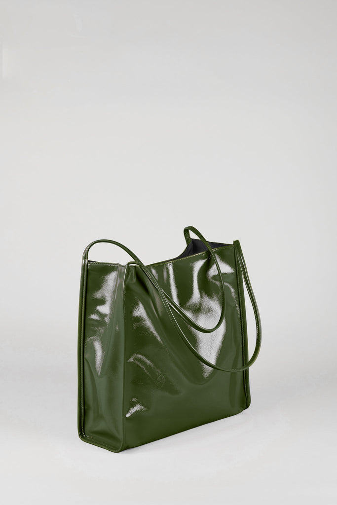Dark green high shine PVC tote bag_1