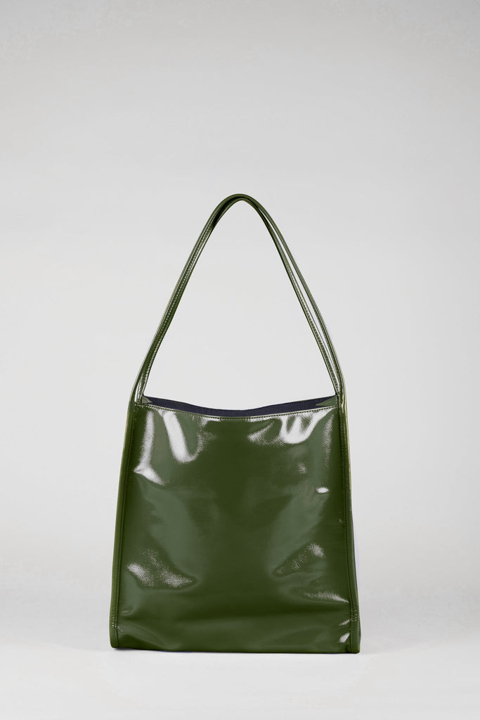 Dark green high shine PVC tote bag_2