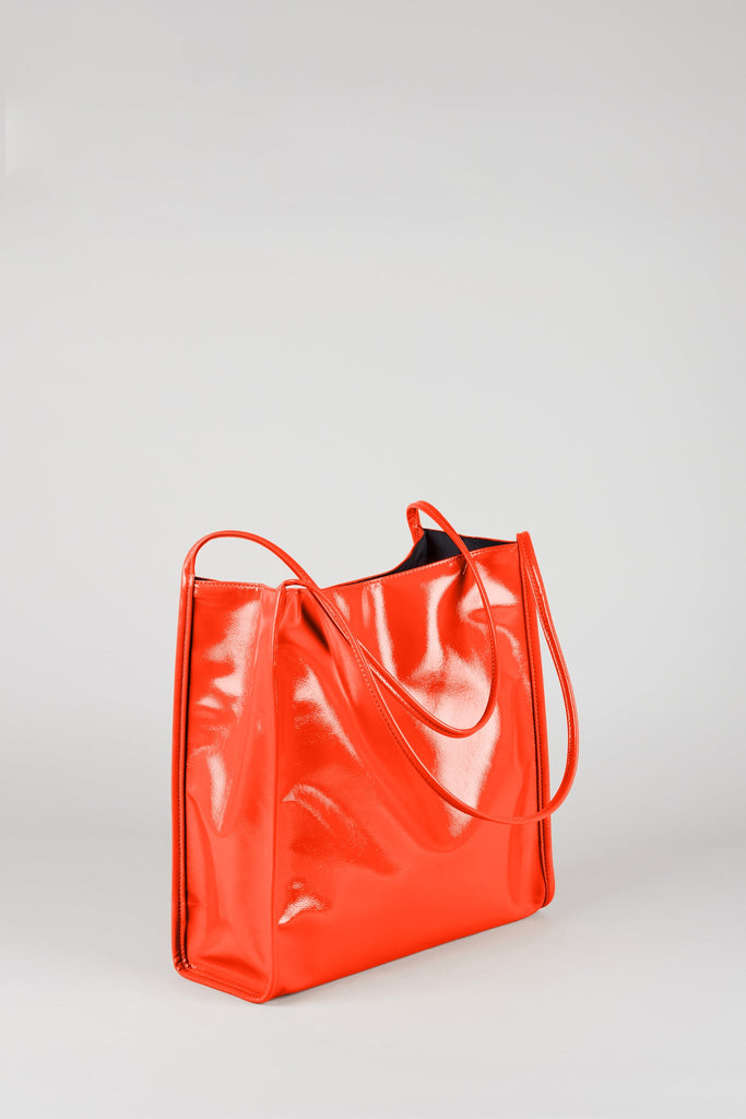 Orange high shine PVC tote bag_1
