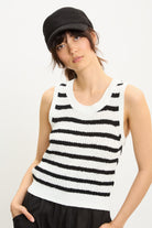 Ivory and black horizontal stripe knit vest_1