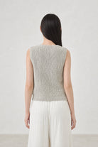 Ivory and black mix knit button front knit top_2