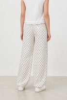 Ivory and black polka dot linen blend slouchy trousers_2