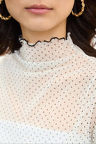 Ivory and black polka dot sheer ruffle trim top_3