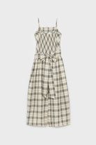 Ivory and grey checked strappy tie back dress_2